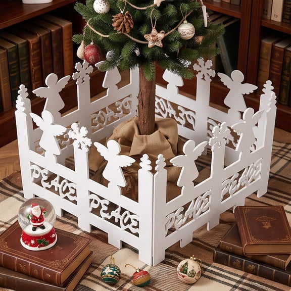 Trovenix Christmas Tree Fence, 2 Piece Small Guardrail Partition, Foldable Tree Skirt Barrier, Holiday Scene Prop for Home Xmas Decoration Display Floor
