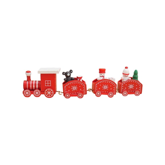 Trovenix Christmas Wooden Miniature Train Decorative Ornament Tabletop Display For Holiday House Shelf Mantel Decor