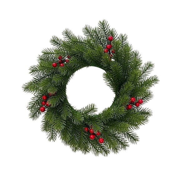 Trovenix Christmas Wreath 15.74 Inch Pine Needle Wreath Artificial Evergreen Garland Ring for Front Door Wall Window Mantel Festival Decor