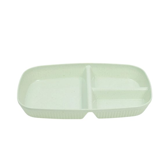Trovenix Divided Serving Tray 3 Compartment Plastic Rectangular Deep Sectioned Meal Prep Food Tray For Home Lunch Dinner Canteen BPA Free