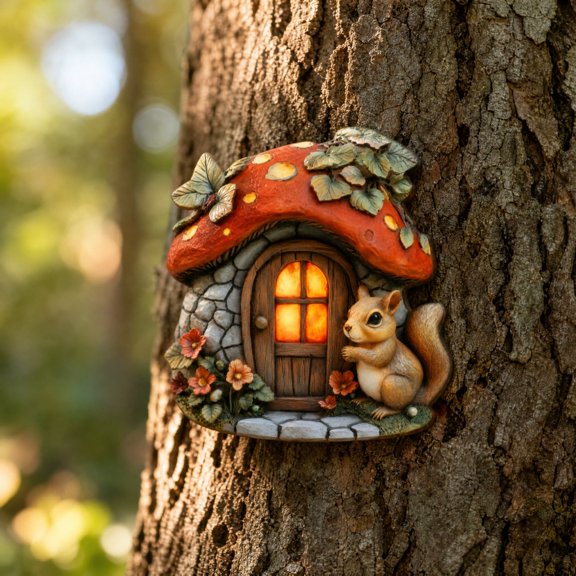 Trovenix Elf Door Decor 2D Tree Door Garden Hanging Ornament Sculpture For Outdoor Indoor Home Wall Window Christmas Holiday Decoration