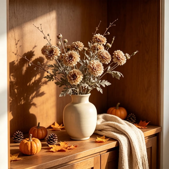 Trovenix Fall Artificial Chrysanthemum Flower Sprigs MultiColor Dried Style Faux Floral Picks Long Stems for Vase Home Table Decor