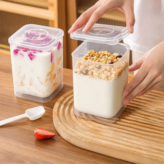 Trovenix Fresh Storage Box, Transparent Sealed Leakproof Fermentation Container with Lid, for Homemade Yogurt Refrigerator Food Kitchen Organization