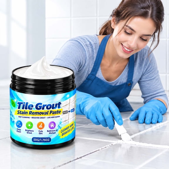 Trovenix Grout Cleaner Tile Stain Removal Paste 1.8 Oz Deep Cleaning Scrub for Tile Joints Bathroom Kitchen Floor Ceramic Home Cleaning