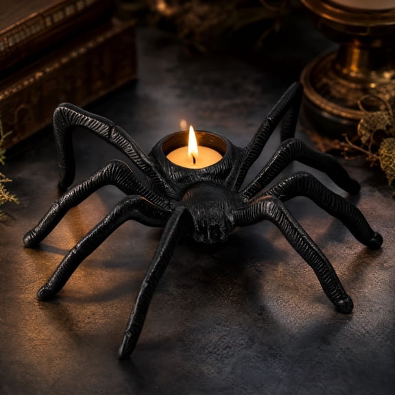 Trovenix Halloween Candle Plastic Black Tabletop Candle Decor Spooky Festival Party Table Centerpiece Decoration For Home Mantel Shelf Halloween Decor