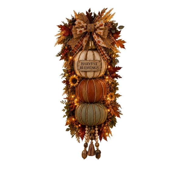 Trovenix Halloween Decor Alighted Stacked Pumpkin Fall Door Decorfor Cozy Autumn Home Entryway Charmss for Home Indoor Decor for Table Shelf Display