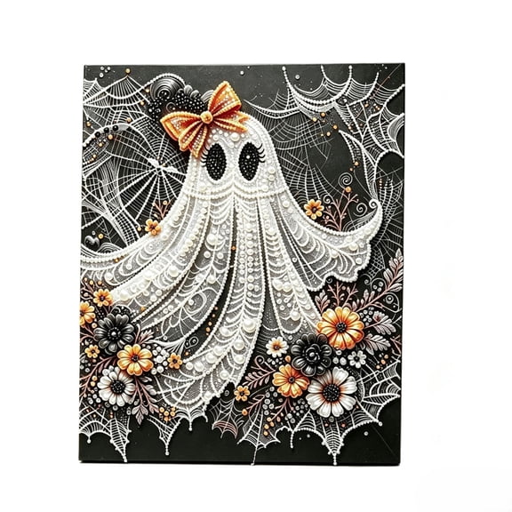 Trovenix Halloween Ghost Diamond Picture Kit Special Shape Crystal Diamond Art Floral Patterns DIY Mosaic Wall Art Home Decor