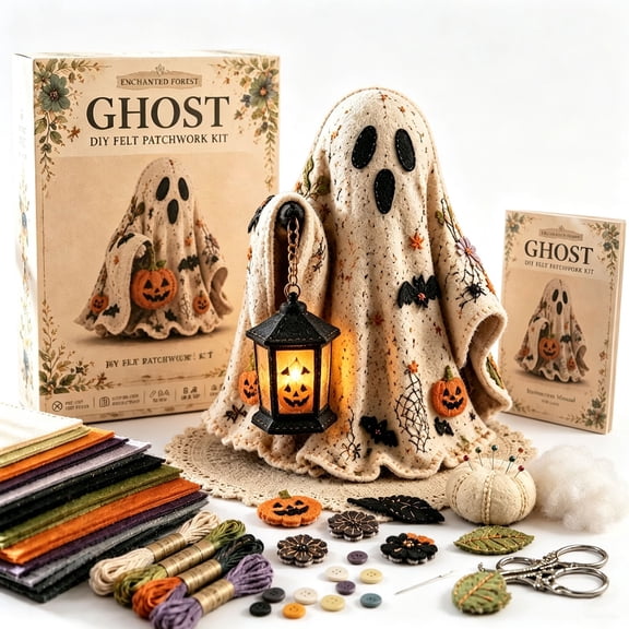 Trovenix Halloween Ghost Patchwork Set Spooky Fabric Craft Kit For Holiday Decoration And Creative Sewing Project