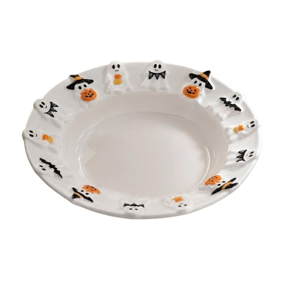 Trovenix Halloween Pumpkin Decoration Plate for Desktop Display Fall Holiday Tabletop Ornament Decorative Accent Not for Food Contact