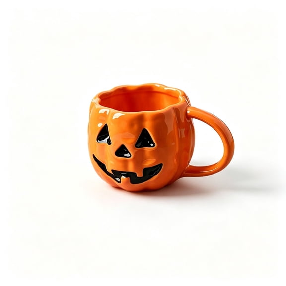 Trovenix Halloween Pumpkin Face Ceramic Mug Outdoor Camping Drinkware for Fall Holiday Hot Beverage