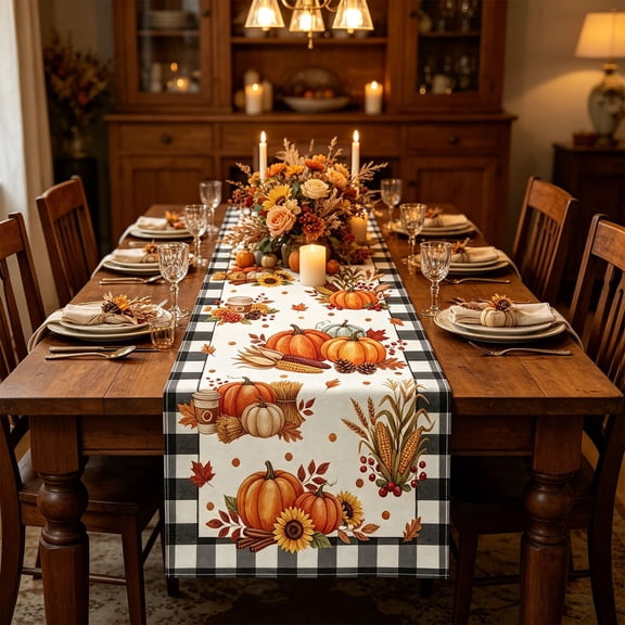 Trovenix Maple Leaf Linen Table Runner Orange Fall Thanksgiving Dining Table Decor For Living Room Harvest Setting