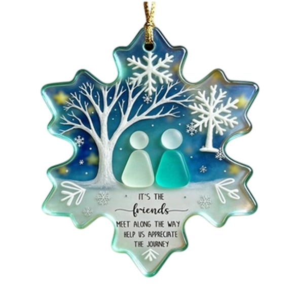 Trovenix Sea Glass Friendship Ornament Snowflake Shape Acrylic Hanging Keepsake Gift for Christmas Tree Home Decor