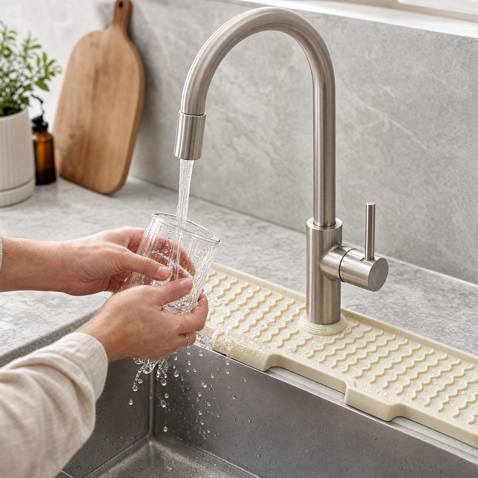 Trovenix Silicone Sink Mat Guard Wavy Kitchen Faucet Drying Pad With ...