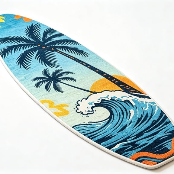 Trovenix Surfboard Shaped Decor Rug Colorful Print Non for Home Indoor Decor for Table Shelf Display for Living Room Bedroom for Indoor Outdoor Use