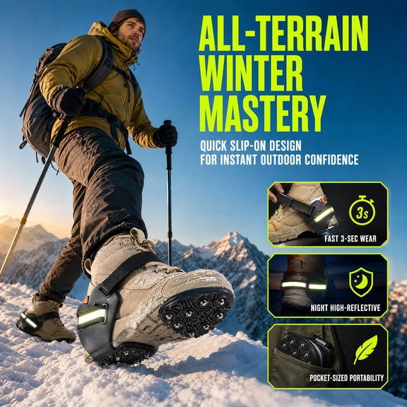 Trovenix Winter Shoe Spikes Outdoor Snow Cleats 9 Nail Heel Anti Slip Shoe Covers For Mountaineering Hiking Winter Walking Pair Of Spikes
