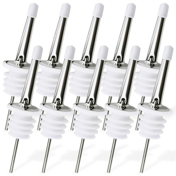 Trovety White Liquor Dispenser Spouts – Classic Speed Pours for Alcohol, Olive Oil and Shave Ice Syrup (10 Pack)