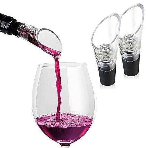 Trovety Wine Aerator Pourer Spout – 2-in-1 Diffuser Oxygenator and Pouring Dispenser (2 Pack)