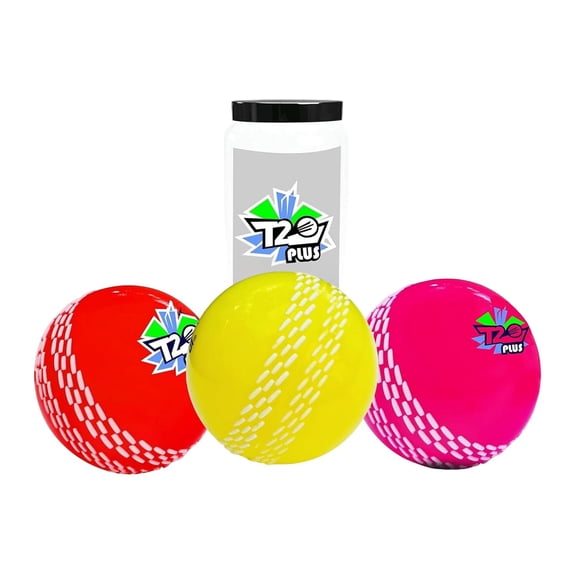 Trovexa T20 Plus Cricket Balls, Multi-Color Pack, Red Yellow Pink