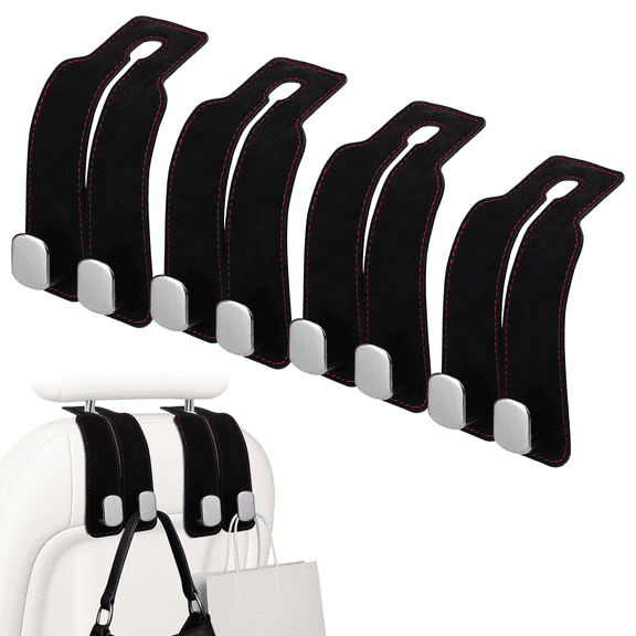 Troxlin Car Organizer Hooks,Car Purse Hook,Bag Holder for Car,Car Seat Back Storage Hook for Purses and Bags,Suitable for Bags, Handbags(Black-4pcs)