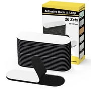 Troxlin Heavy Duty Self-Adhesive Hook and Loop Tape Strips, Strong Double-Sided Fastener for DIY, Craft, Home Organization, Office, Mounting on Wall, Glass, Metal - Easy Peel and Stick（20 pcs）