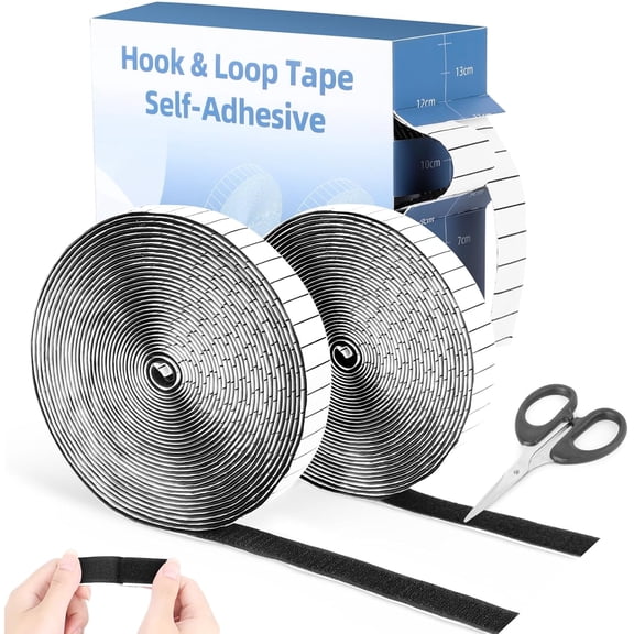 Troxlin Hook and Loop Tape Roll 8m x 2cm | Strong Self-Adhesive Sticky Strips | DIY Cuttable Fastener Tape | Durable Anti-slip Tape for Home, Office, Carpet, Picture Frame Fixing（Black）