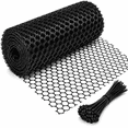 thumbnail image 1 of Troxlin Plastic Wire Mesh Fence Roll, 15.7IN x 26.3FT Plastic Chicken Wire Mesh, Balcony Garden Floral Netting Fencing Barrier for for Crafts, Poultry, Garden,Black(100 tie straps), 1 of 9
