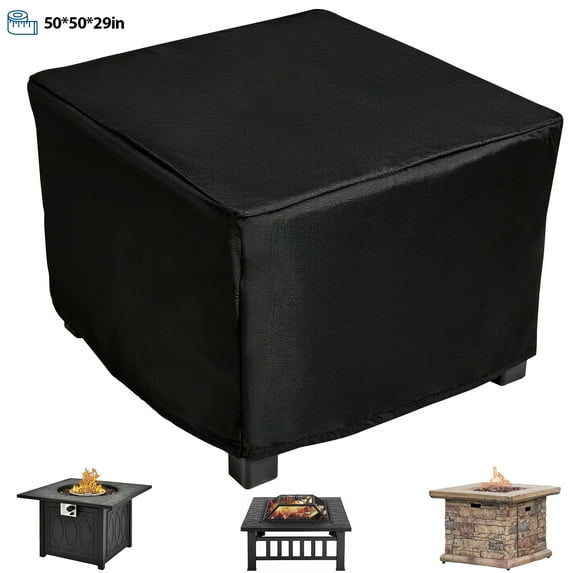 Troxlin Square Fire Pit Cover - Waterproof & Windproof, Fits 45-50 Inch Fire Pit Table, 420D Heavy Duty Protection, Black(50in)