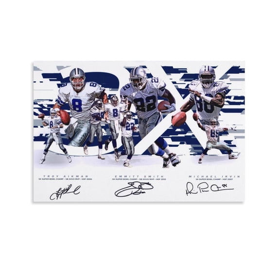 Troy Aikman, Michael Irvin, Emmitt Smith Canvas Poster Picture Print Wall Art Poster Painting Canvas Posters Artworks Gift Room Aesthetic 16x24inch(40x60cm)