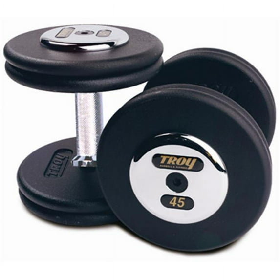 Troy Barbell PFD-135C Black Troy Pro-Style Cast dumbbells - Chrome endplates - 135 lbs. - Sold as Pairs