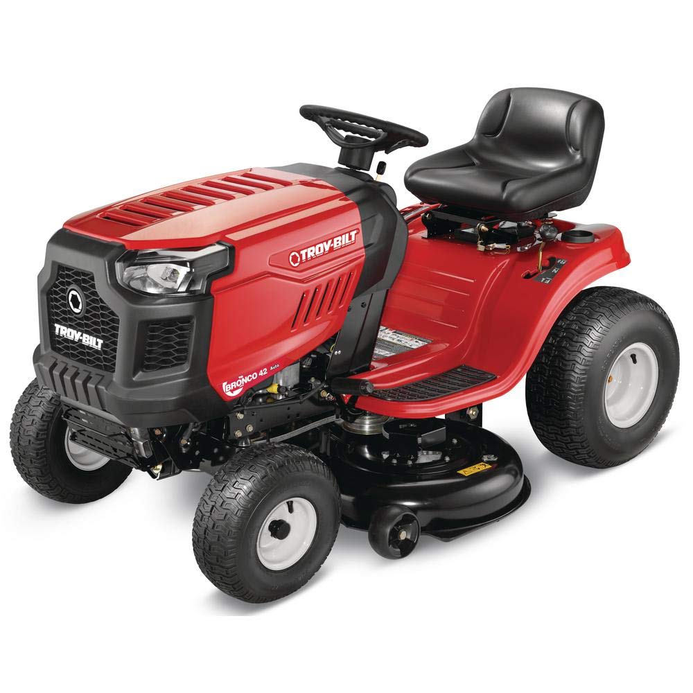 Troy Bilt Bronco 42 in. 19 HP Briggs & Stratton Automatic Drive Gas Riding Lawn Tractor with Mow in Reverse - image 1 of 7