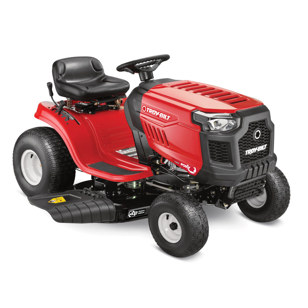 Troy-Bilt Pony 42 Riding Lawn Mower | 547cc Troy-Bilt Engine | 42" Side-Discharge | 7-Speed Shift On The Go Transmission
