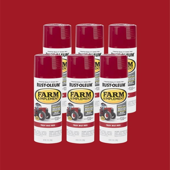 6 Pack, Troy Bilt Red, Rust-Oleum Specialty Farm & Implement Gloss Spray Paint-303473, 12 oz