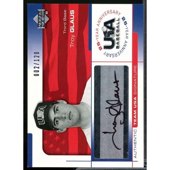 Troy Glaus Card 2004 USA Baseball 25th Anniversary Signatures Black Ink #GLA