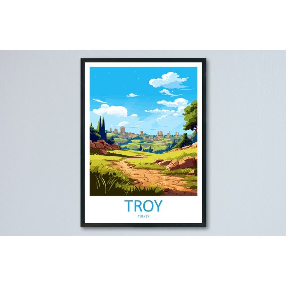 Troy Landmark Travel Wall Art Architectural Portrait Decor Unframed Paper Print