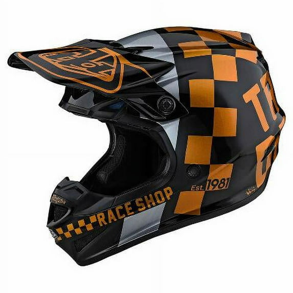 Troy Lee Designs SE4 Polyacrylite Checker MIPS Men's Off-Road Motorcycle Helmet - Black/Gold / Large