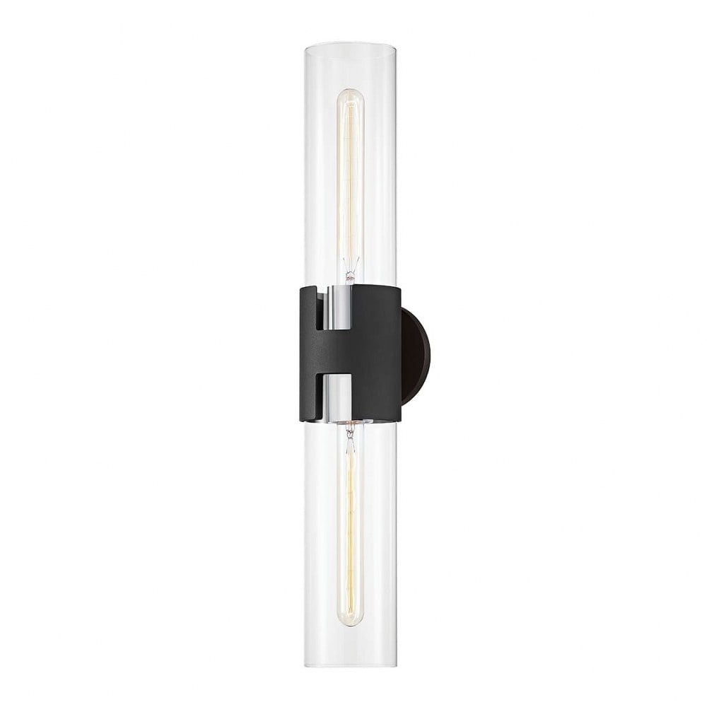 Amado 26" Silver and Black Glass Wall Sconce