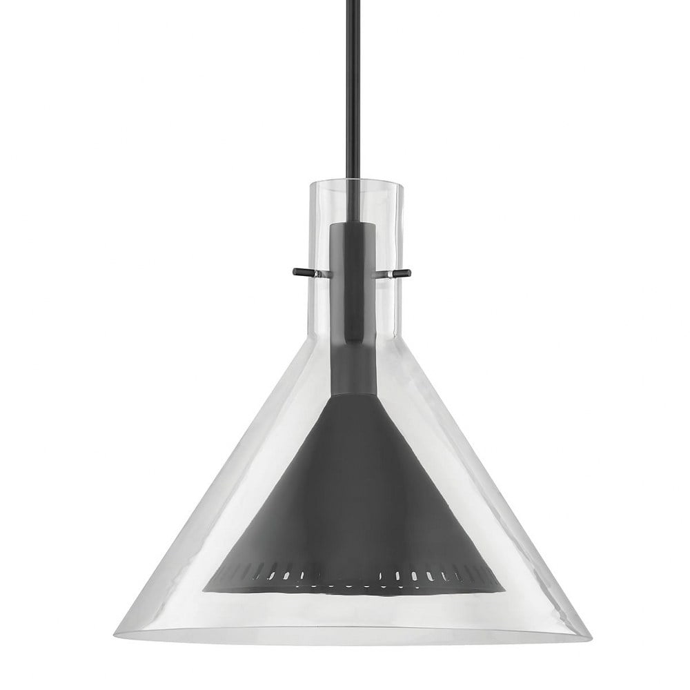 Troy Lighting Atticus 1 - Light Pendant in Satin Black Clear Shade