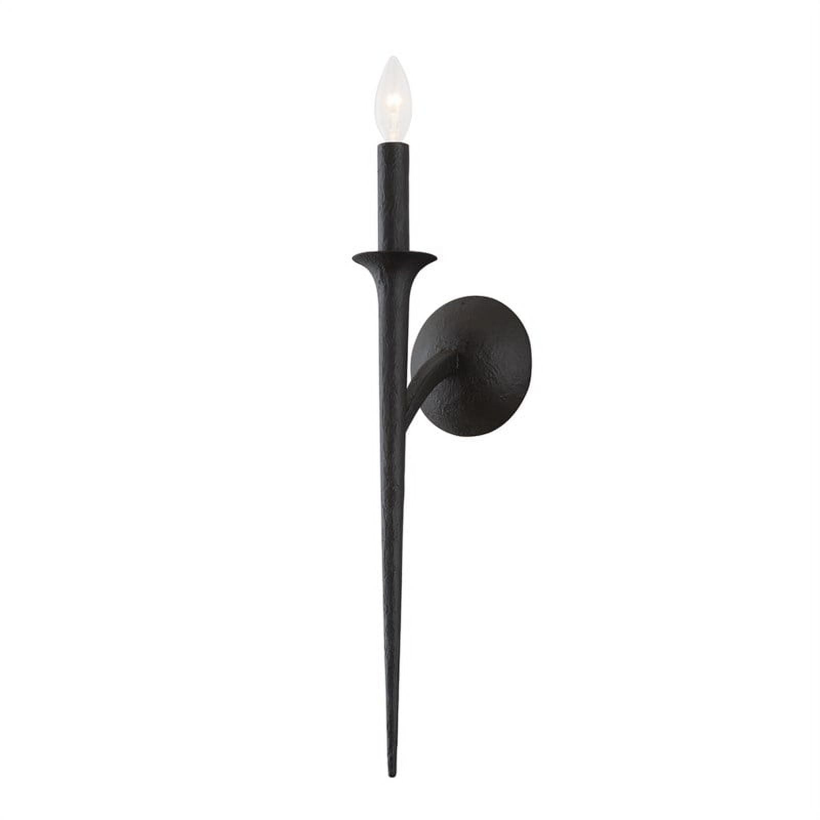 Luca Black Iron Dimmable Wall Sconce with Tapered Stem