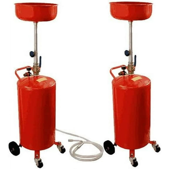 Troy Portable 20 Gallon Air Operated Oil Waste Drain Lift Tank Evac Pan - 2 Pack