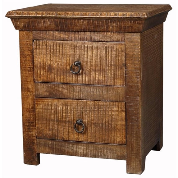 Troy Solid Wood 2 Drawer Nightstand in Brown