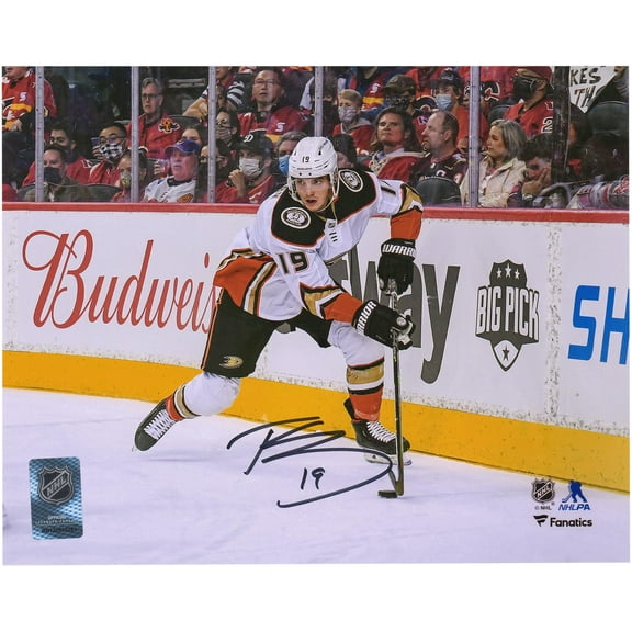 Troy Terry Anaheim Ducks Autographed 8" x 10" White Jersey with Puck Photograph - Fanatics Authentic Certified