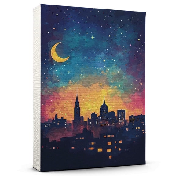 Troy Travel Canvas Art Print, New York Wall Canvas Starry Night, Troy Canvas Painting decorNew York Travel Picture -97AZ1383