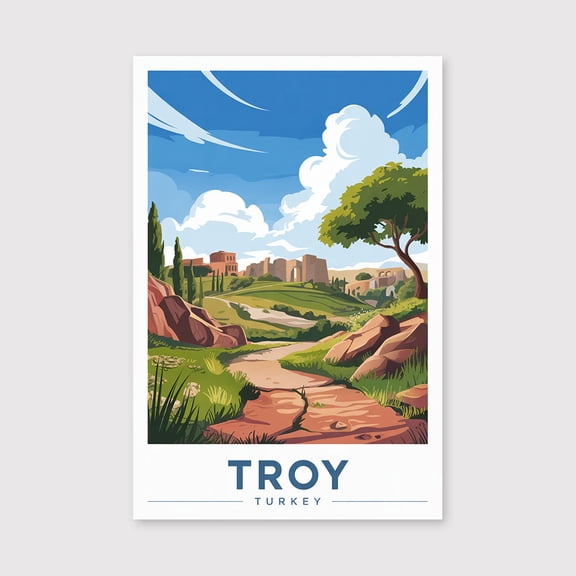 Troy Travel Print Canvas Wall Art, Troy Wall Hanging Home decor v Canvas Art, Turkey Art Canvas Troy City Turkey Travel-1WN2835