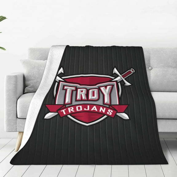 Troy University Blanket, Flannel Blankets Light Plush Bed Blanket, Suitable for Bed Sofa & Gift for Family