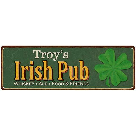 Troy's Irish Pub Metal Sign Bar Man Cave 8x24 108240010117