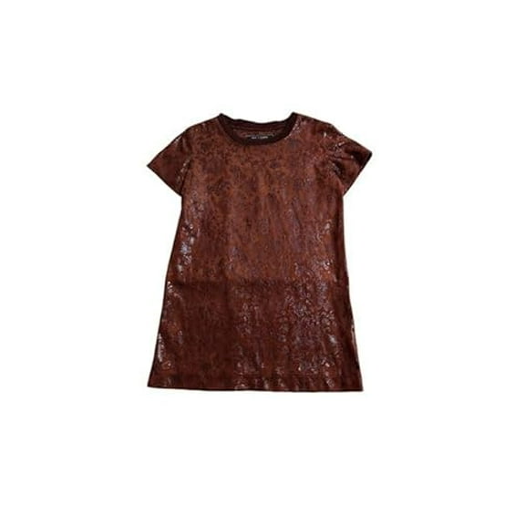 Troy x London girls chocolate brown texture faux suede minnie dress (L)