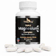 Troya Triple Magnesium Complex, 300mg, Magnesium Glycinate, Citrate & Malate Capsules for Relaxation, Sleep Support & Well-Being, 90 Capsules