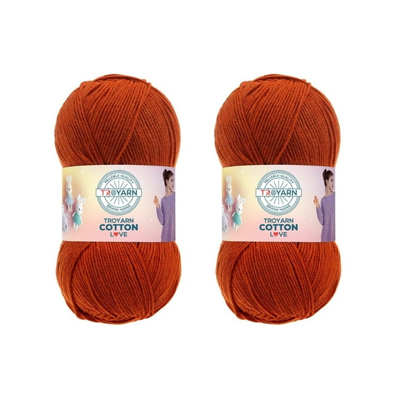 Troyarn Cotton Love (2- Skeins Pack) 55% Cotton 45% Acrylic Yarn Cotton Yarn (2 x 3.52 Oz - 2 x 100 gr)/(2 x 360 Yard - 2 x 330 mt)(11336 - Terra)