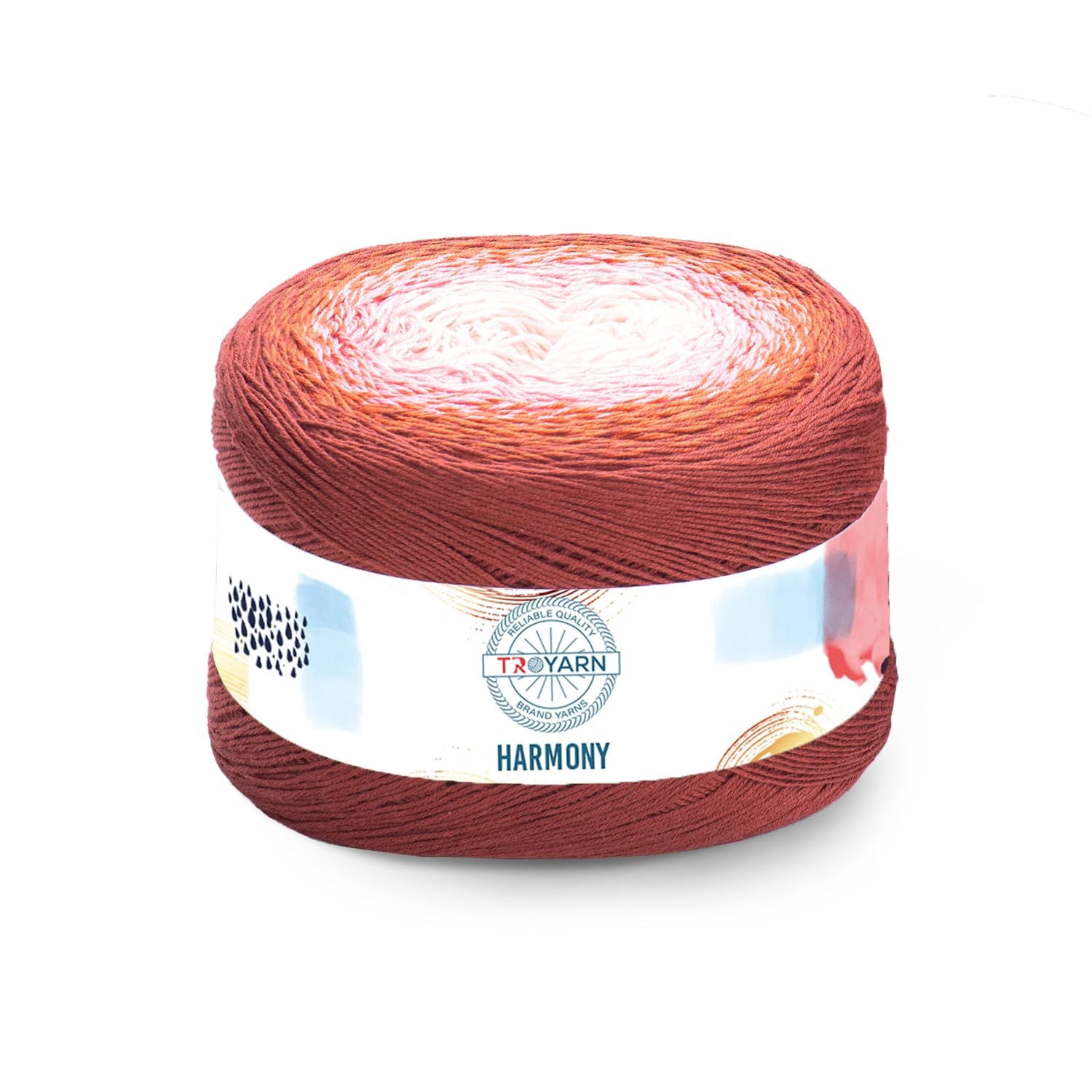 Troyarn Harmony - 55% Cotton 45% Acrylic, Multicolor Rainbow Crochet Yarn,Soft Lightweight Sport Weight Yarn for Knitting, Baby Blankets,Shawls and Summer Projects 1 Fine/250gr/1094 yd - 122288