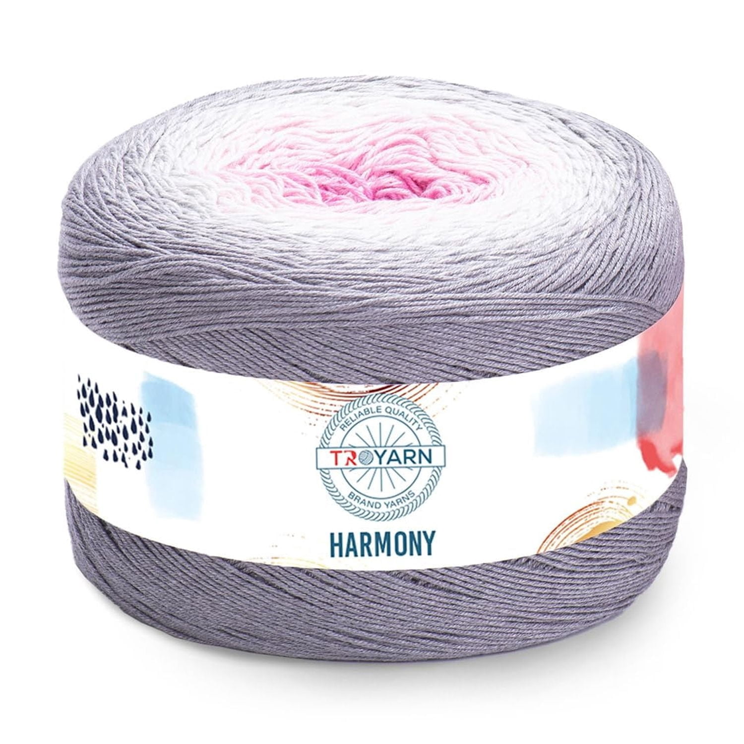 Troyarn Harmony - 55% Cotton 45% Acrylic, Multicolor Rainbow Crochet Yarn,Soft Lightweight Sport Weight Yarn for Knitting, Baby Blankets,Shawls and Summer Projects 1 Fine/250gr/1094 yd - 122293